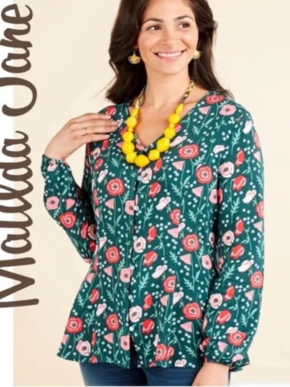 Matilda Jane Teal Yesteryear Floral Button-Up Blouse